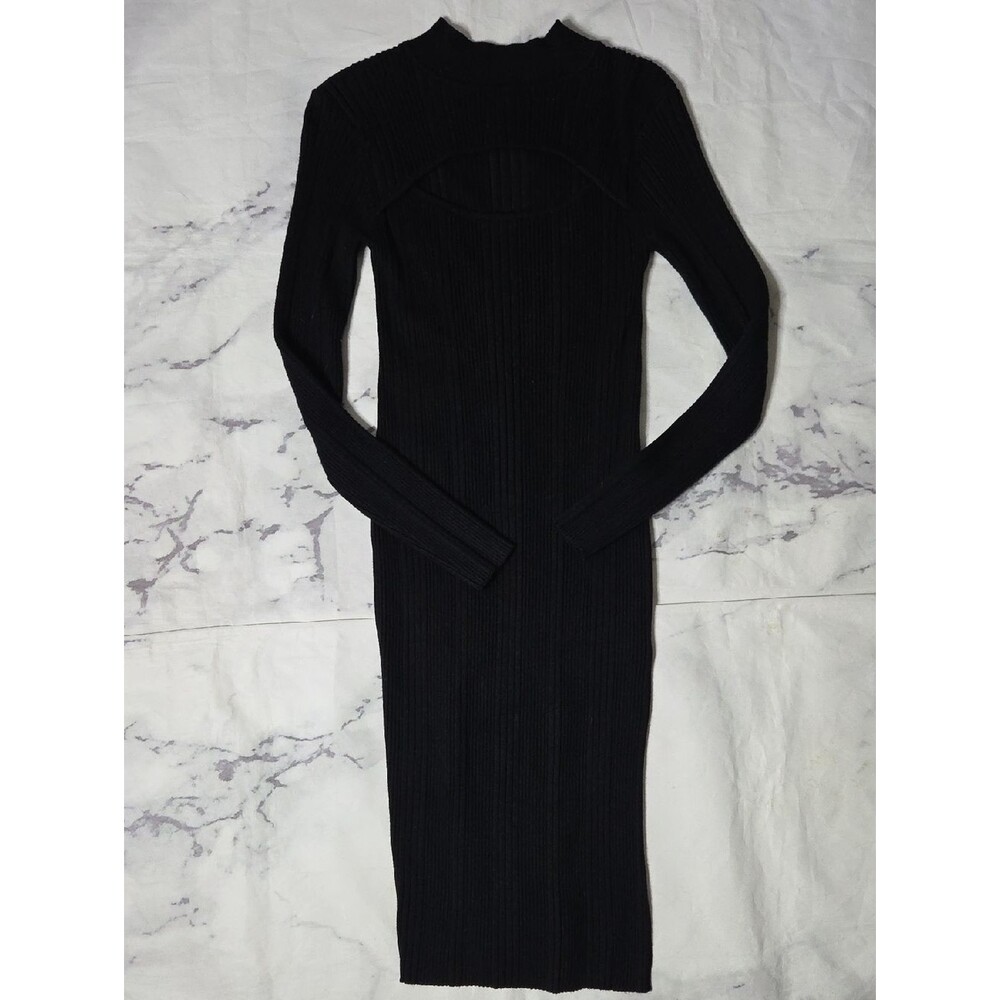 House Of Harlow 1960 Black Ribbed Dress